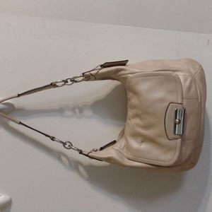 Champagne Coach Shoulder Bag, Hobo Style, Lavender Interior